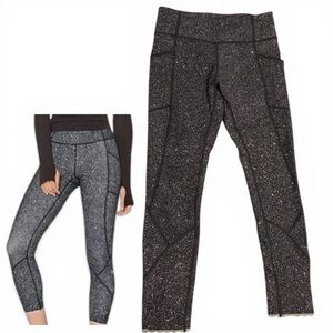 Lululemon Tight Stuff Tight II Luminesce Splatter White Black Reflective Size 6